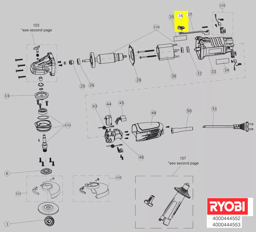 curseur commande interrupteur réf. 5131033162 Ryobi
